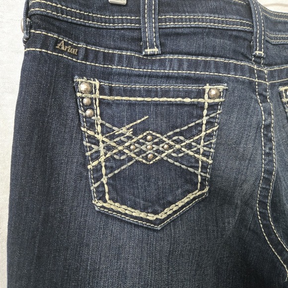 Ariat Jeans Women Sz 30 S Blue Denim Amber Western Straight Distressed Pants Hot - Picture 8 of 16